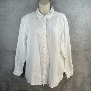 Talbots 100%‎ Irish Linen Button Down Shirt White Size 16 Old Money Luxury